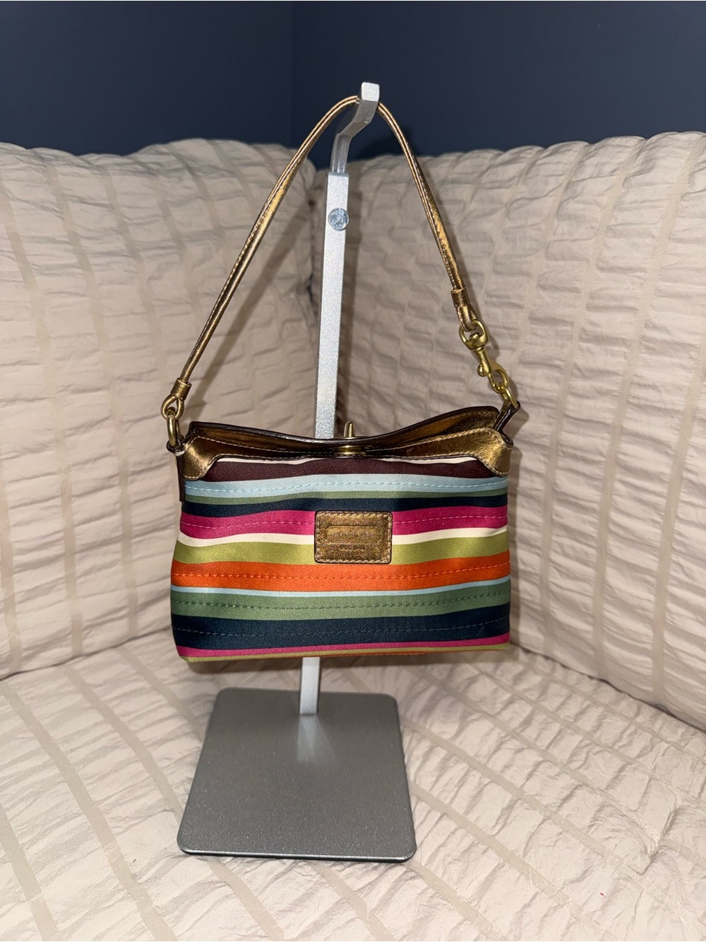 Coach 65th Anniversary Legacy Stripes Turnlock Wristlet/Handbag